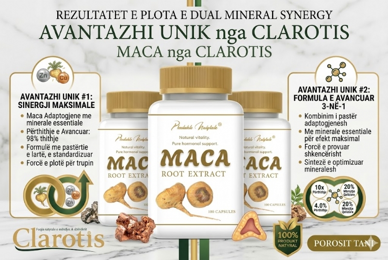 Kapsula MACA nga Clarotis, suplement per hormone, kapsula per energji dhe fokus, maca per aktivitet fizik, suplement per qendrueshmeri, kapsula per mireqenie, maca natyral ekstrakt, kapsula per trupin, suplement per performanc, per energji