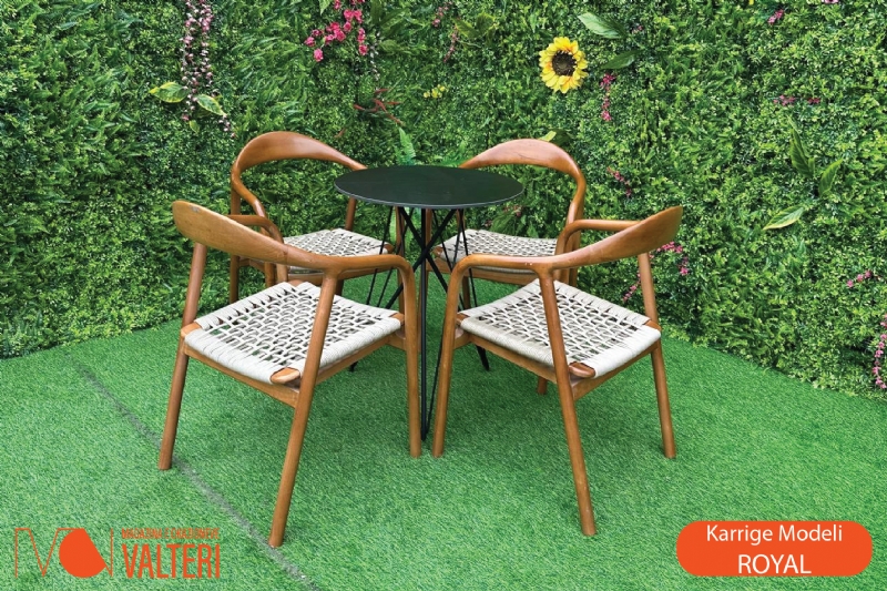 Karrige Modeli ROYAL, mobilje per restorante Lushnje, mobilje per bare Lushnje, karrige druri stil per restorante Kavaje, karrige royal elegante Kavaje, karrige stil klasik per veranda dhe tarace ne Kavaje, karrige per taraca ne Rrogozhine